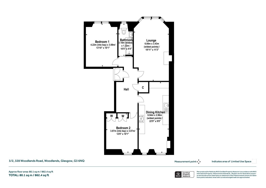 Floorplans For 3/2, Woodlands Road, Woodlands, Glasgow