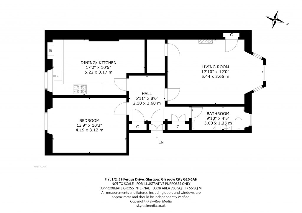 Floorplans For Flat 1/2, Fergus Drive, North Kelvinside, Glasgow