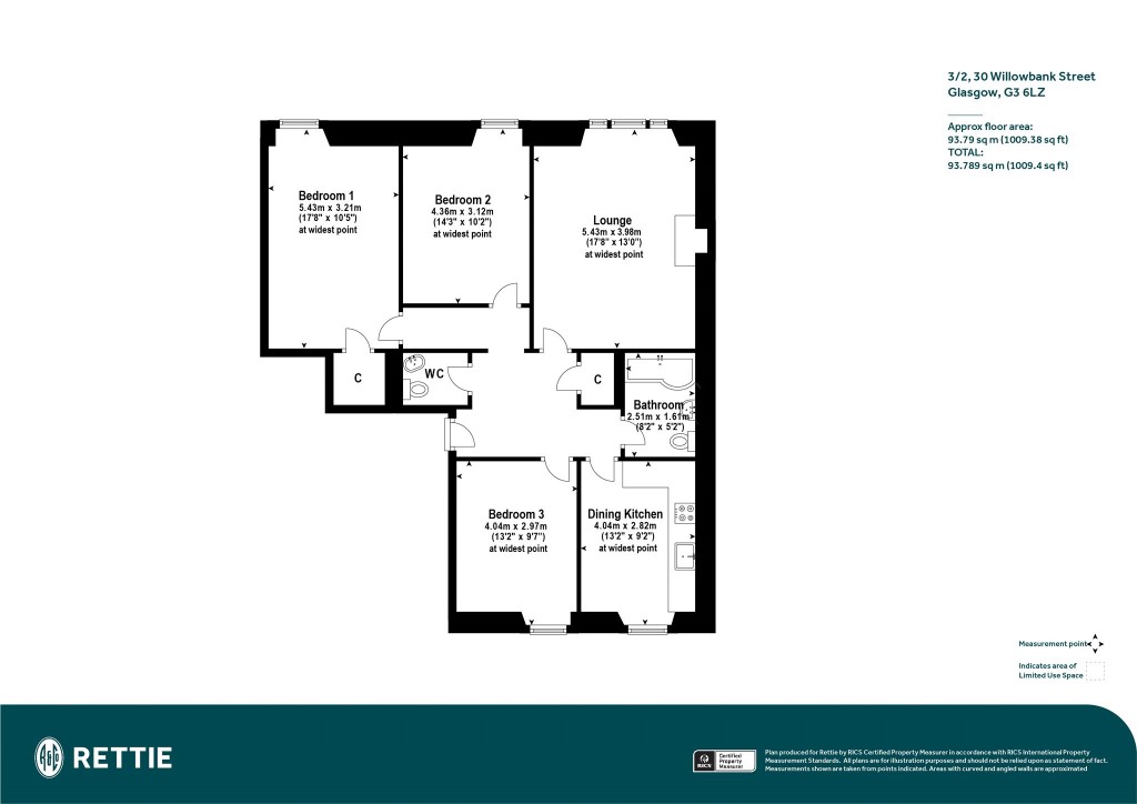 Floorplans For 3/2, Willowbank Street, Woodlands, Glasgow