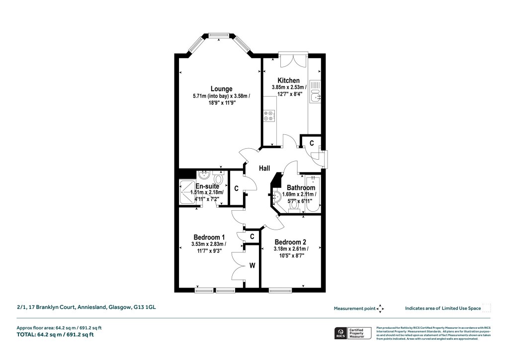 Floorplans For 2/1, Branklyn Court, Anniesland, Glasgow