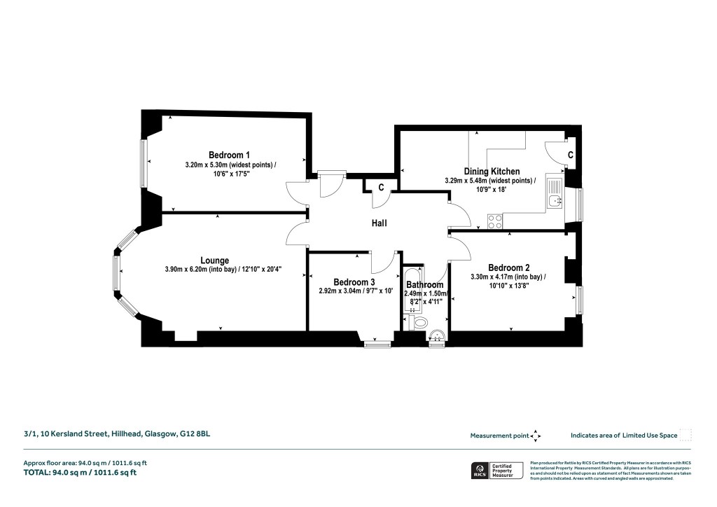 Floorplans For 3/1, Kersland Street, Hillhead, Glasgow