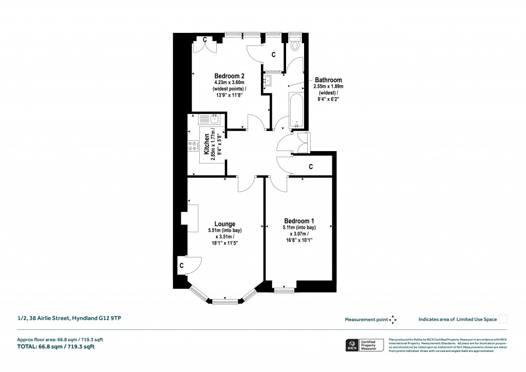 Floorplans For 1/2, Airlie Street, Hyndland, Glasgow