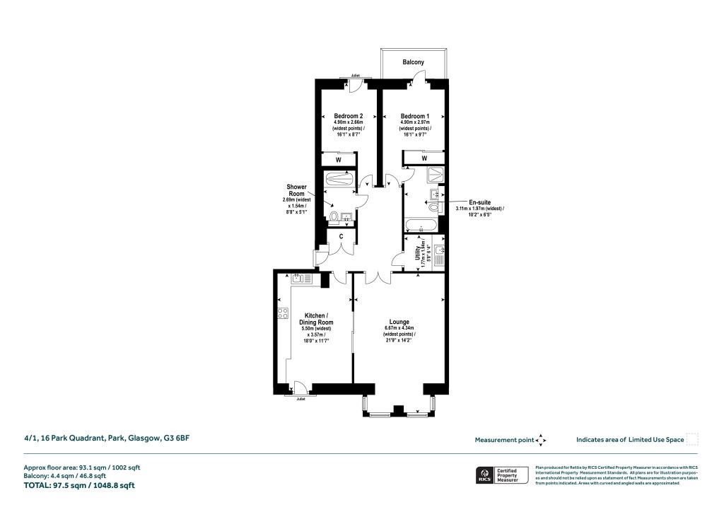 Floorplans For 4/1, Park Quadrant, Park, Glasgow