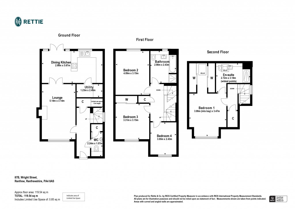 Floorplans For 87B, Wright Street, Renfrew, Renfrewshire
