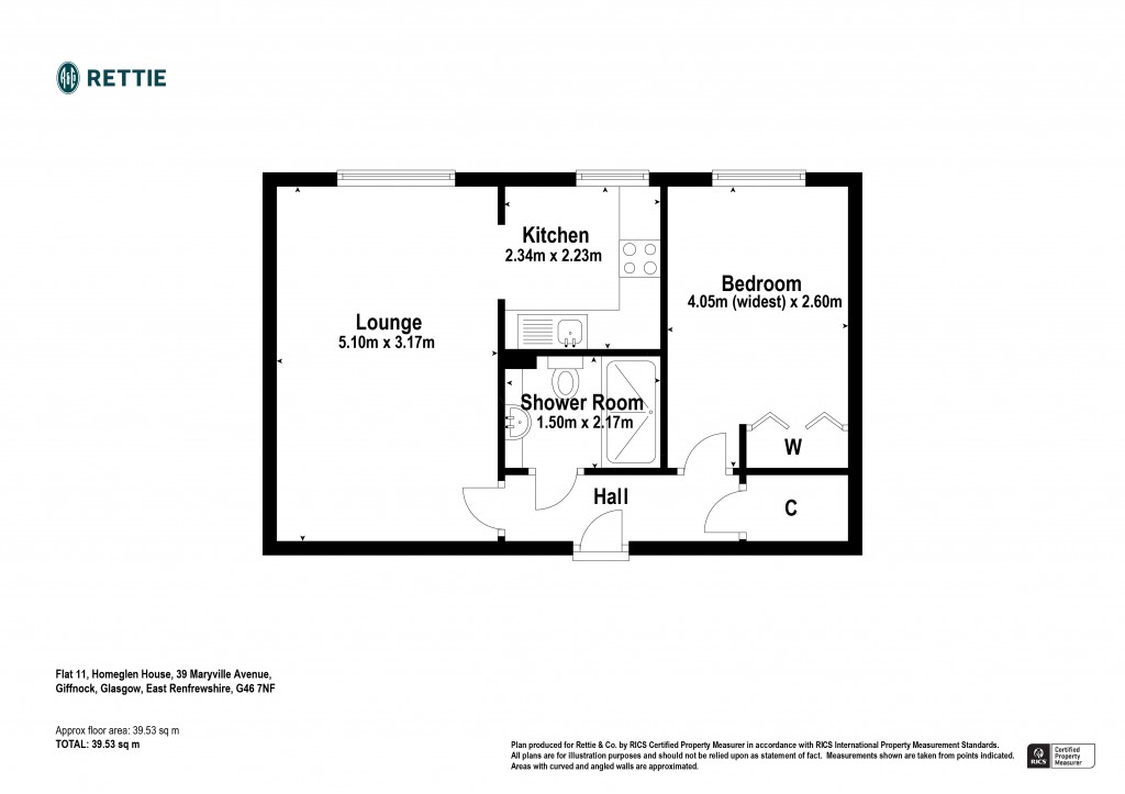 Floorplans For Flat 11, Homeglen House, Maryville Avenue, Giffnock, Glasgow, East Renfrewshire