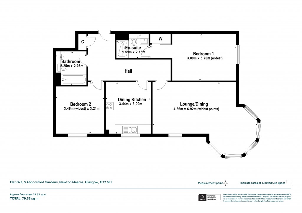 Floorplans For Flat G/2, Abbotsford Gardens, Newton Mearns, Glasgow, East Renfrewshire