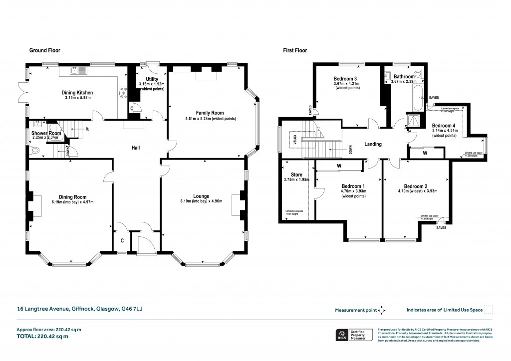 Floorplans For Langtree Avenue, Giffnock, Glasgow