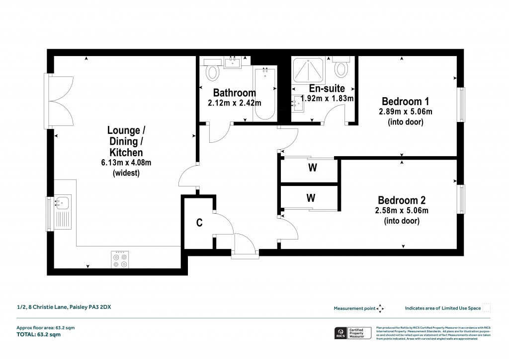 Floorplans For 1/2, Christie Lane, Paisley, Renfrewshire