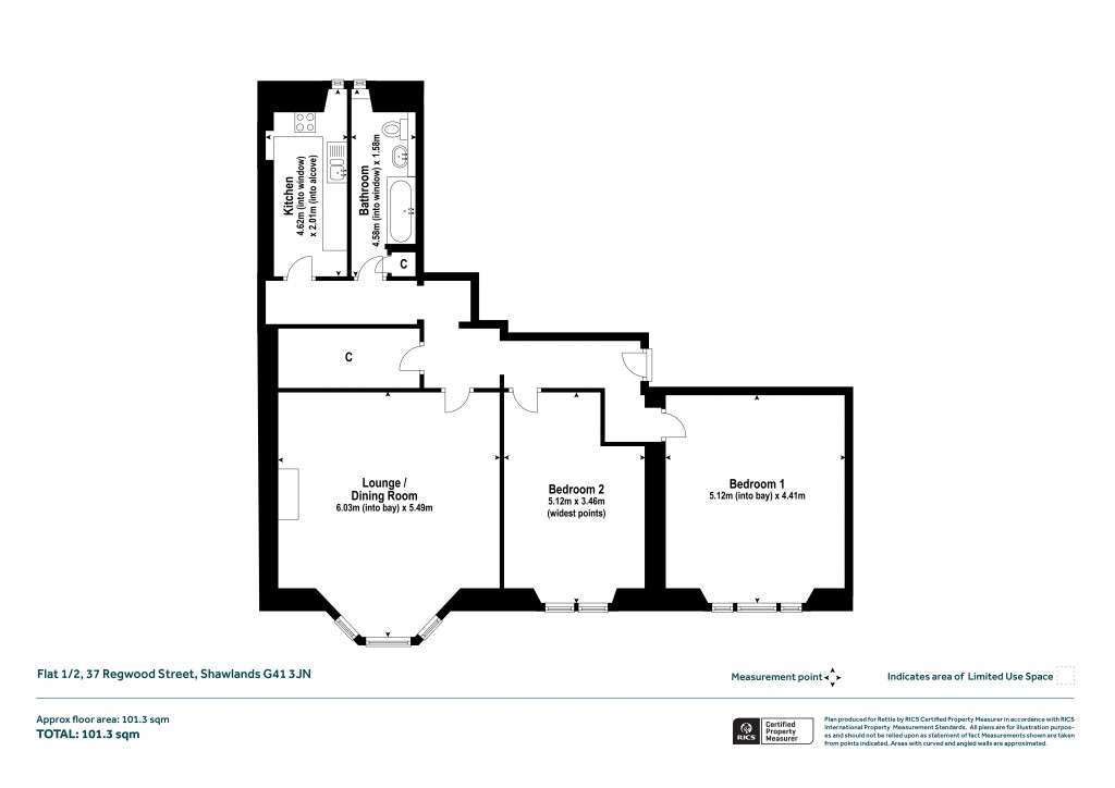 Floorplans For Flat 1/2, Regwood Street, Glasgow