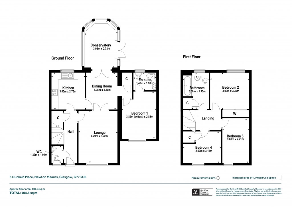 Floorplans For Dunkeld Place, Newton Mearns, Glasgow