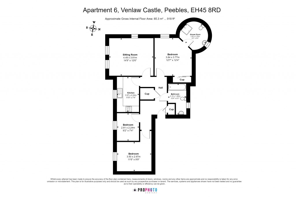 Floorplans For Apartment 6, Venlaw Castle, Edinburgh Road, Peebles, Scottish Borders