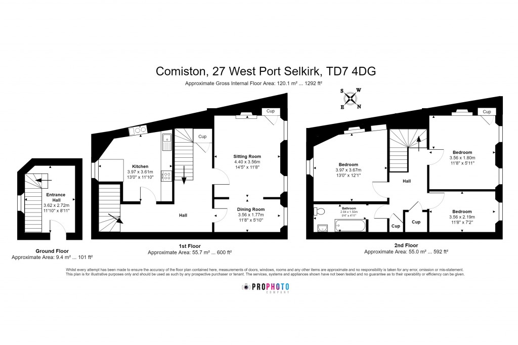 Floorplans For Comiston, 27 West Port, Selkirk