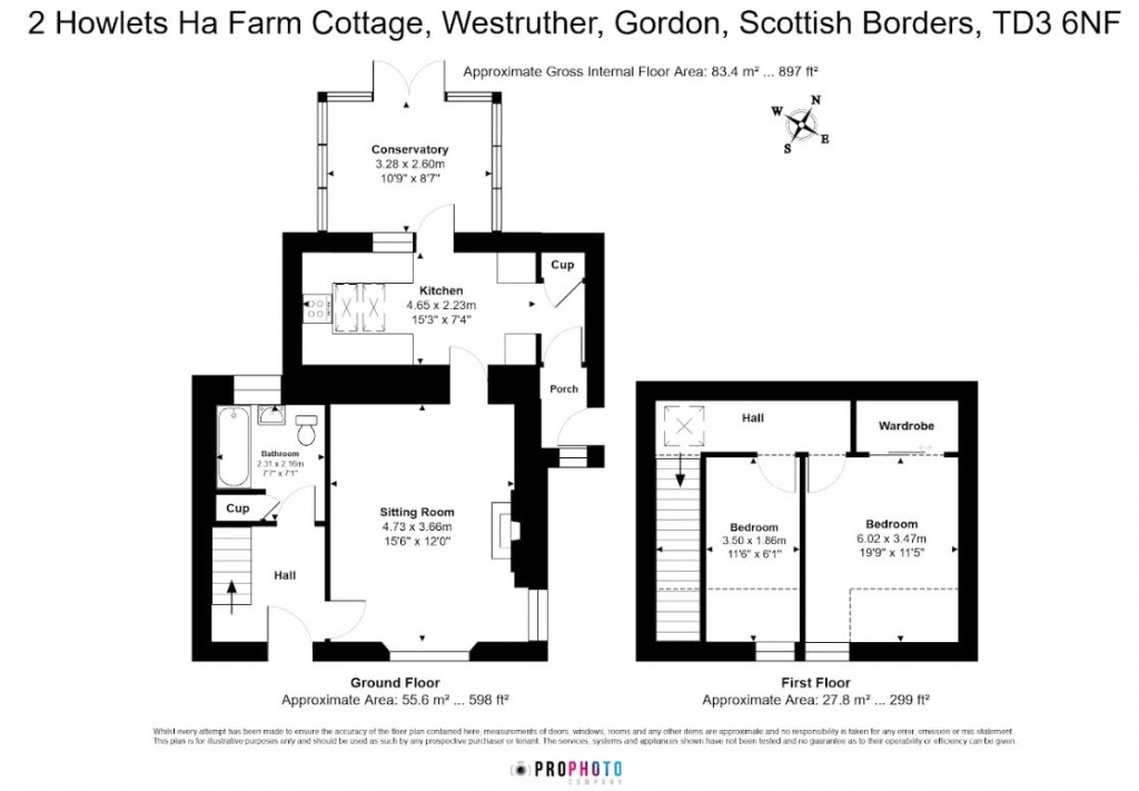 Floorplans For 2 Howlets Ha Farm Cottage, Westruther, Gordon, Scottish Borders