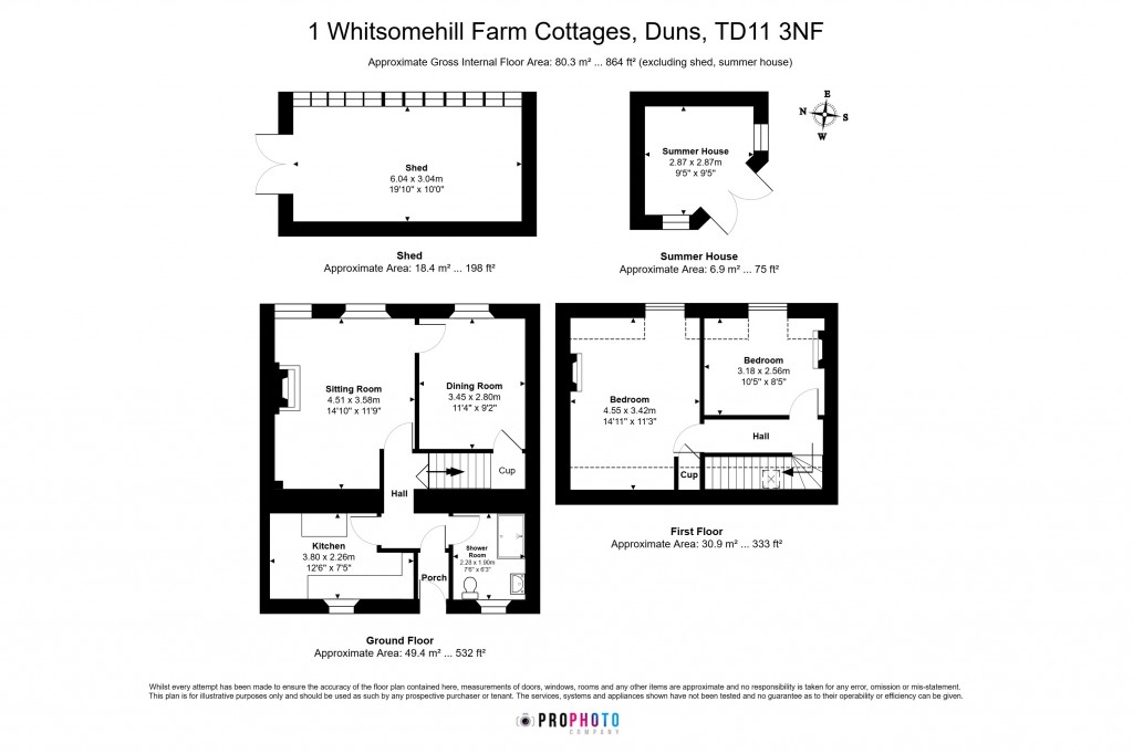 Floorplans For Whitsomehill Farm Cottage, Whitsome, Duns, Scottish Borders