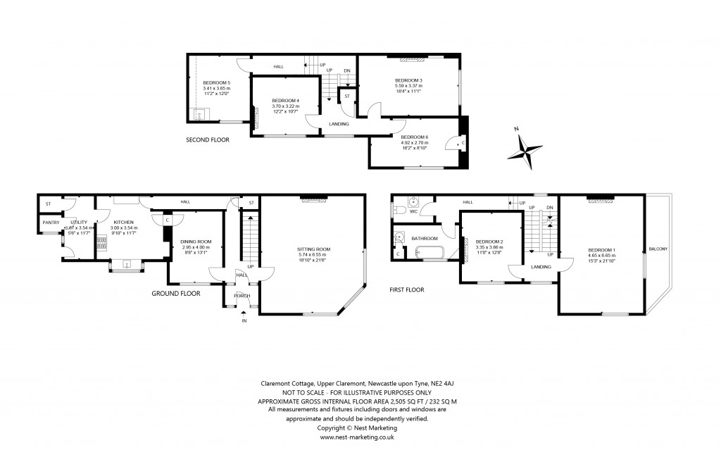 Floorplans For Claremont Cottage, Upper Claremont, Off Claremont Street, Newcastle Upon Tyne, Tyne & Wear