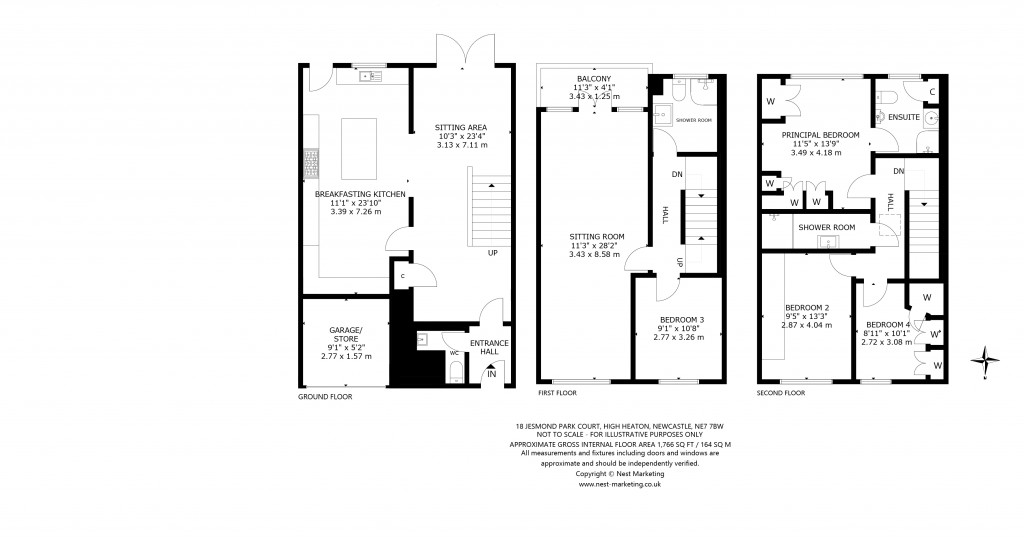Floorplans For Jesmond Park Court, Jesmond Park East, Newcastle Upon Tyne, Tyne & Wear