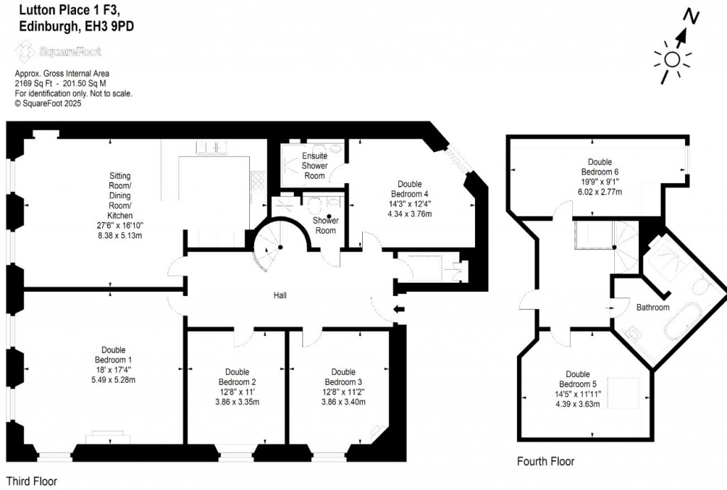 Floorplans For Flat 3, Lutton Place, Edinburgh, Midlothian