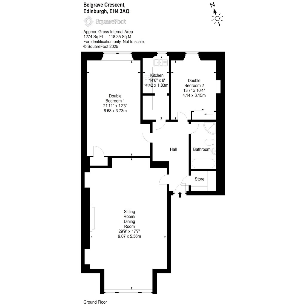 Floorplans For GF, Belgrave Crescent, Edinburgh