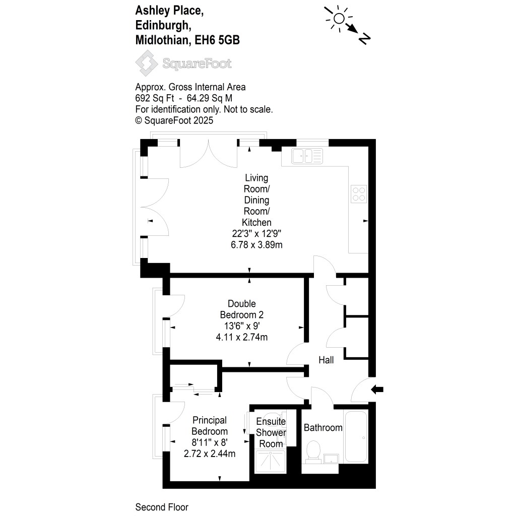 Floorplans For Flat 4, Ashley Place, Edinburgh, Midlothian