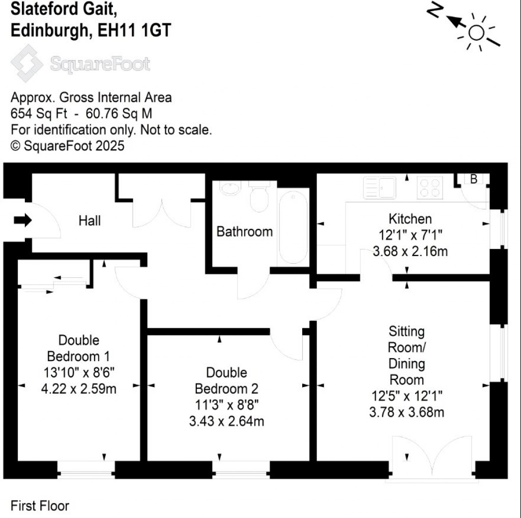 Floorplans For Flat 3, 1B, Slateford Gait, Edinburgh, Midlothian