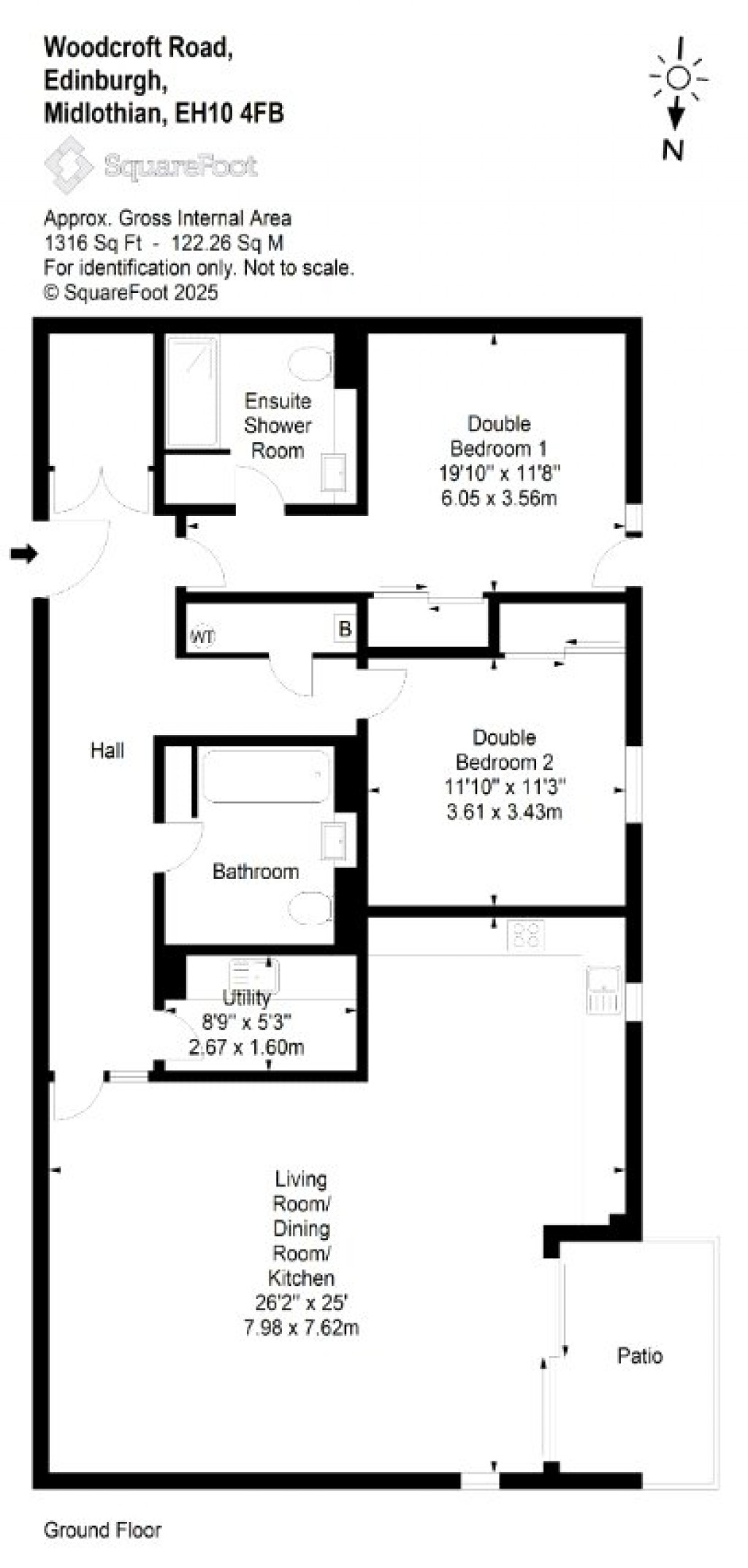 Floorplans For Flat 1, Woodcroft Road, Edinburgh