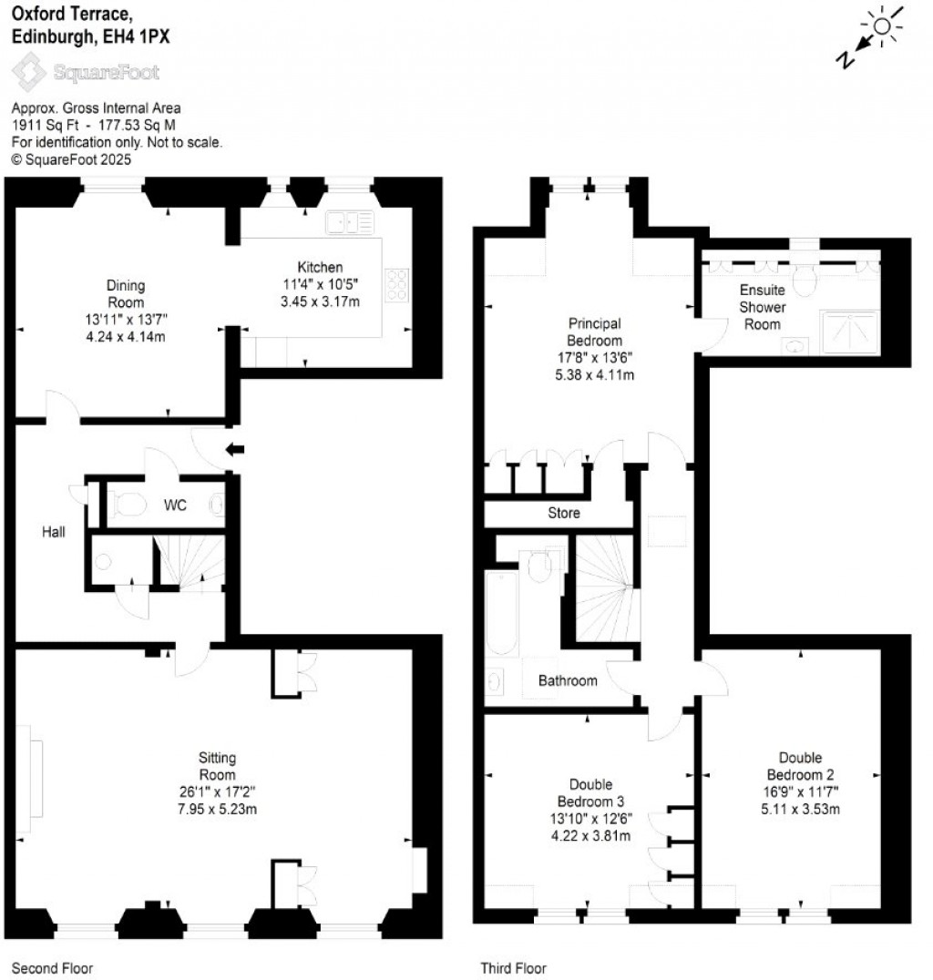 Floorplans For 5/3, Oxford Terrace, Edinburgh