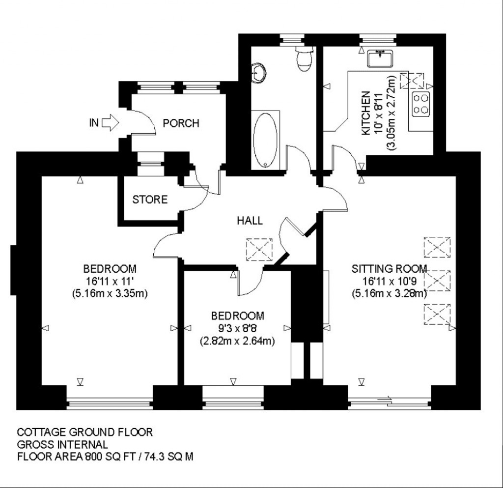Floorplans For Roundel Cottage, Whim Road, Gullane, East Lothian
