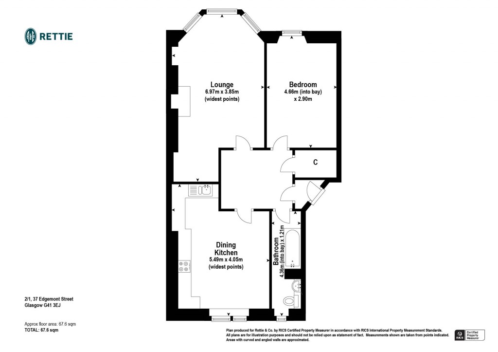 Floorplans For 2/1, Edgemont Street, Glasgow