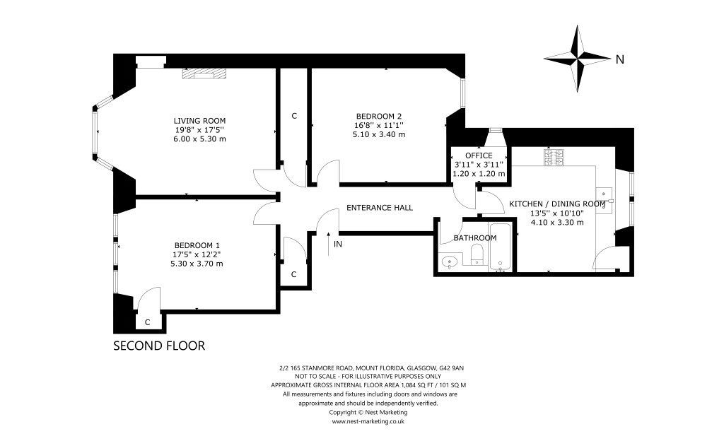 Floorplans For 2/2, Stanmore Road, Mount Florida, Glasgow