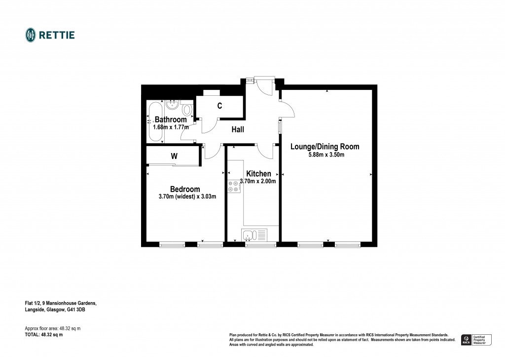 Floorplans For Flat 1/2, Mansionhouse Gardens, Glasgow, City