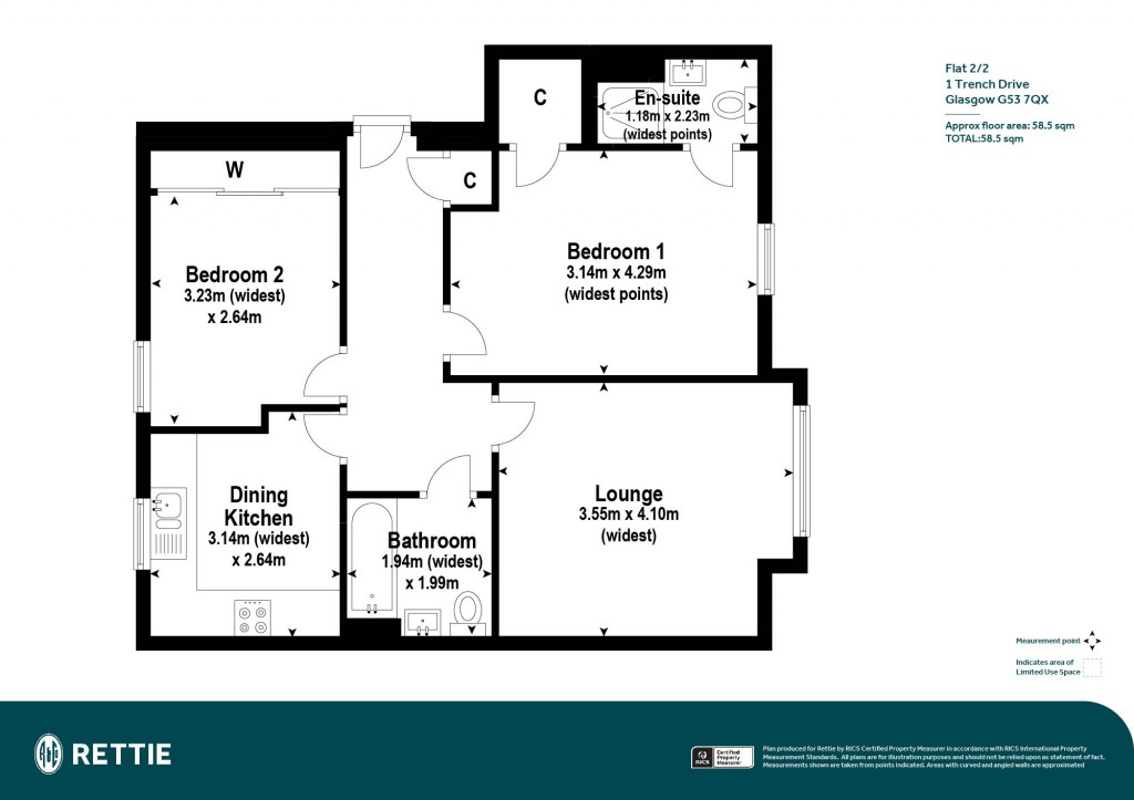 Floorplans For Flat 2/2, Trench Drive, Darnley, Glasgow