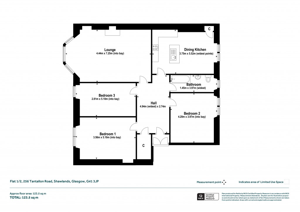 Floorplans For Flat 1/2, Tantallon Road, Shawlands, Glasgow