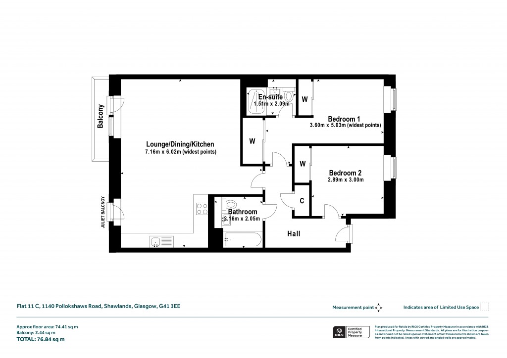 Floorplans For Flat 11 C, Pollokshaws Road, Shawlands, Glasgow