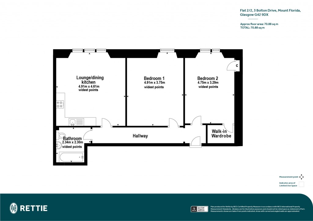 Floorplans For 2/2, Bolton Drive, Mount Florida, Glasgow