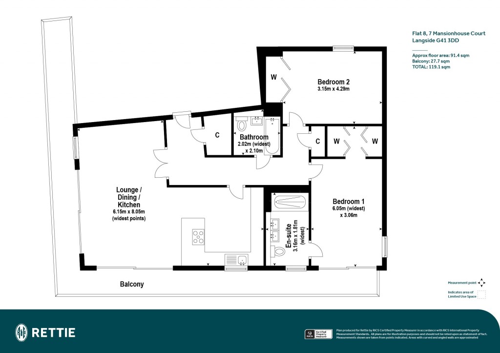 Floorplans For Flat 8, Mansionhouse Court, Langside, Glasgow