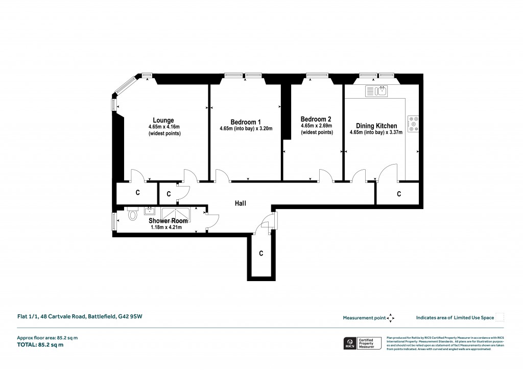 Floorplans For Flat 1/1, Cartvale Road, Battlefield