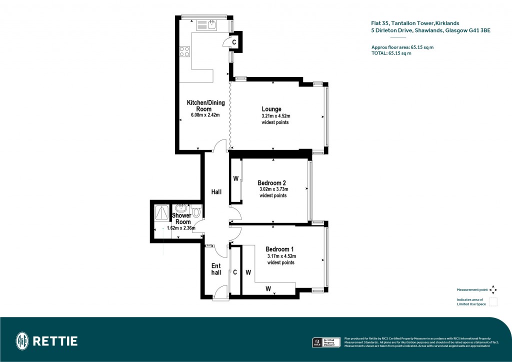 Floorplans For Flat 35, Tantallon Tower, Dirleton Drive, Glasgow, Glasgow City