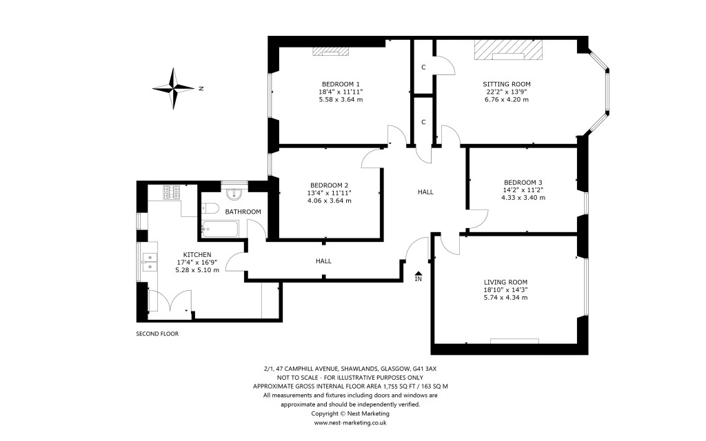 Floorplans For 2/1, Camphill Avenue, Shawlands, Glasgow