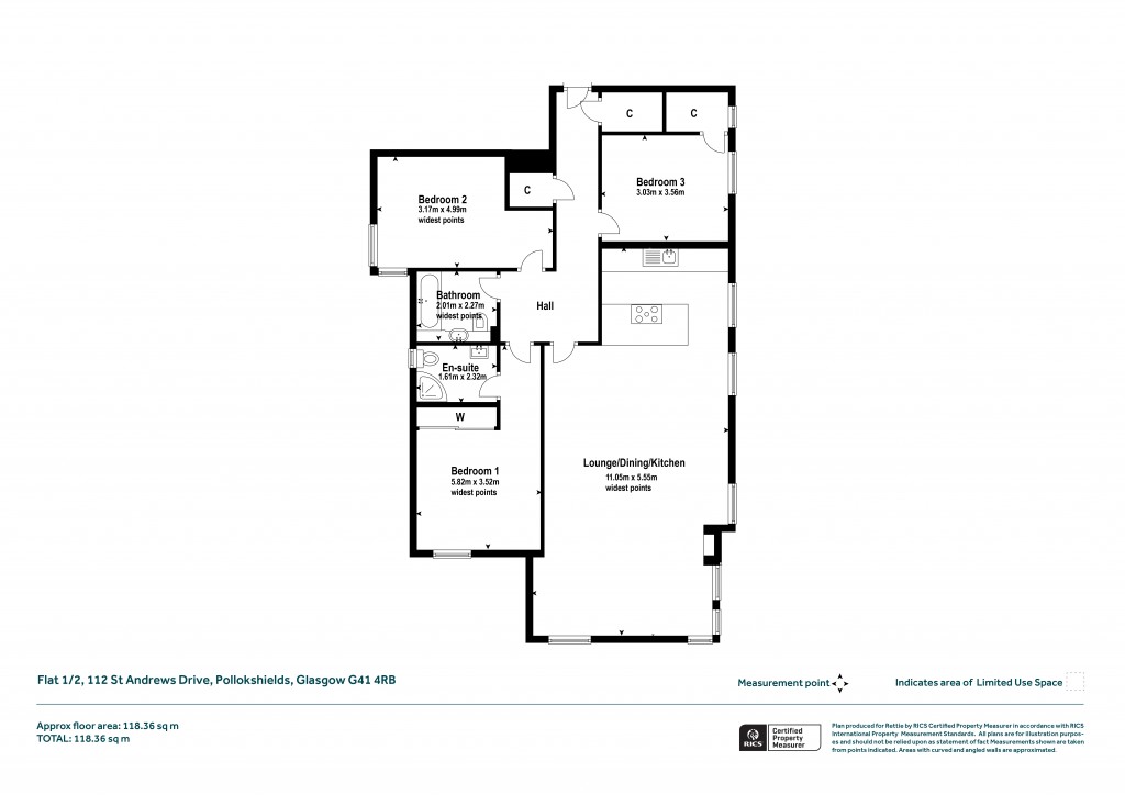 Floorplans For 1/2, St. Andrews Drive, Pollokshields, Glasgow