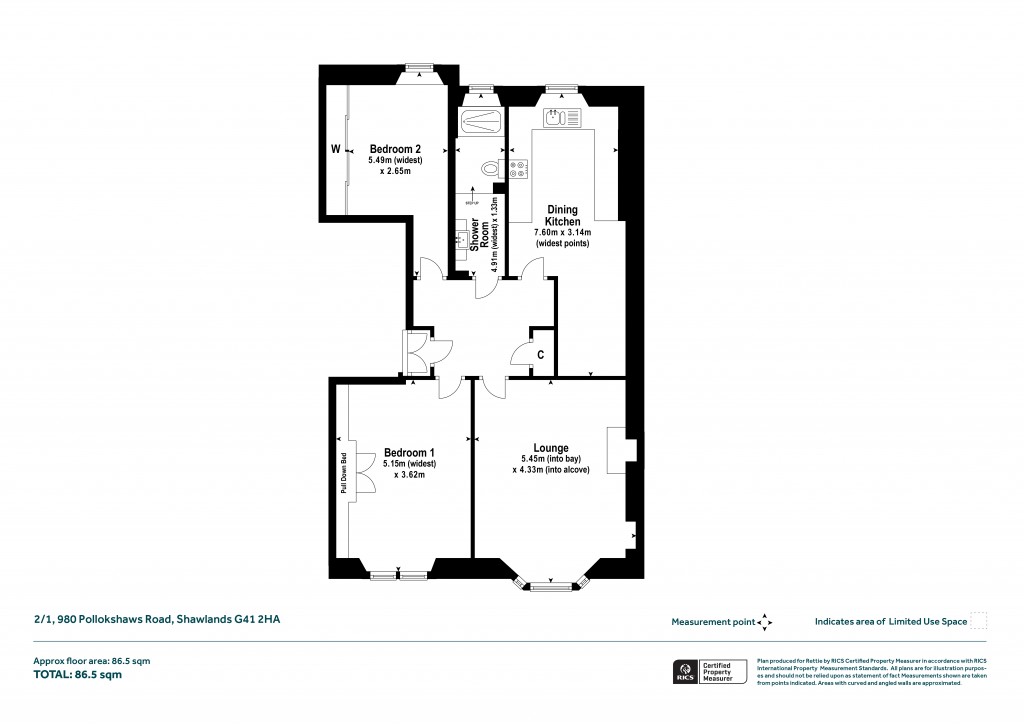 Floorplans For 2/1, Pollokshaws Road, Shawlands, Glasgow
