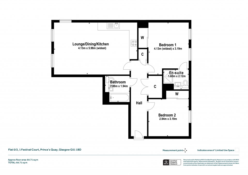 Floorplans For Flat 0/2, Festival Court, Prince's Quay, Glasgow