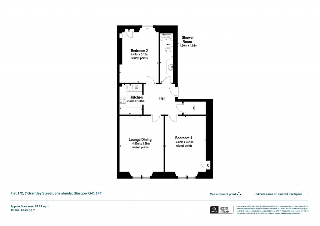 Floorplans For 1/2, Grantley Street, Shawlands, Glasgow