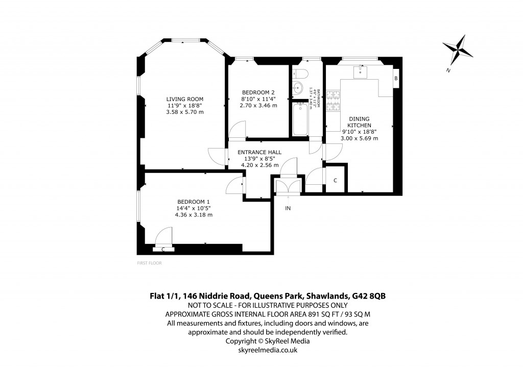 Floorplans For 1/1, Niddrie Road, Glasgow