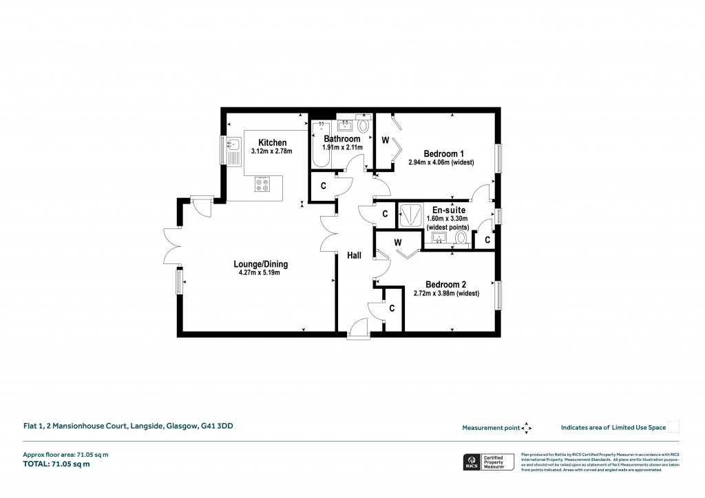 Floorplans For Flat 1, Mansionhouse Court, Langside, Glasgow