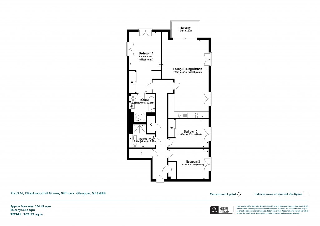 Floorplans For Flat 2/4, Eastwoodhill Grove, Giffnock, Glasgow, East Renfrewshire