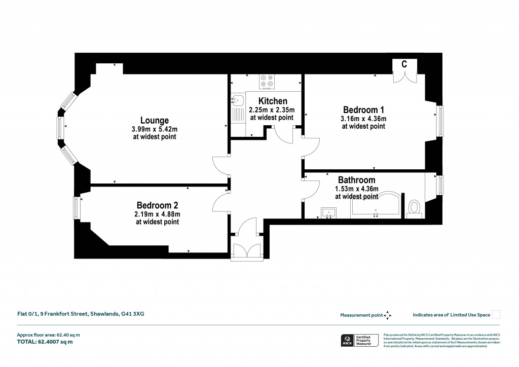 Floorplans For Flat 0/1, Frankfort Street, Shawlands