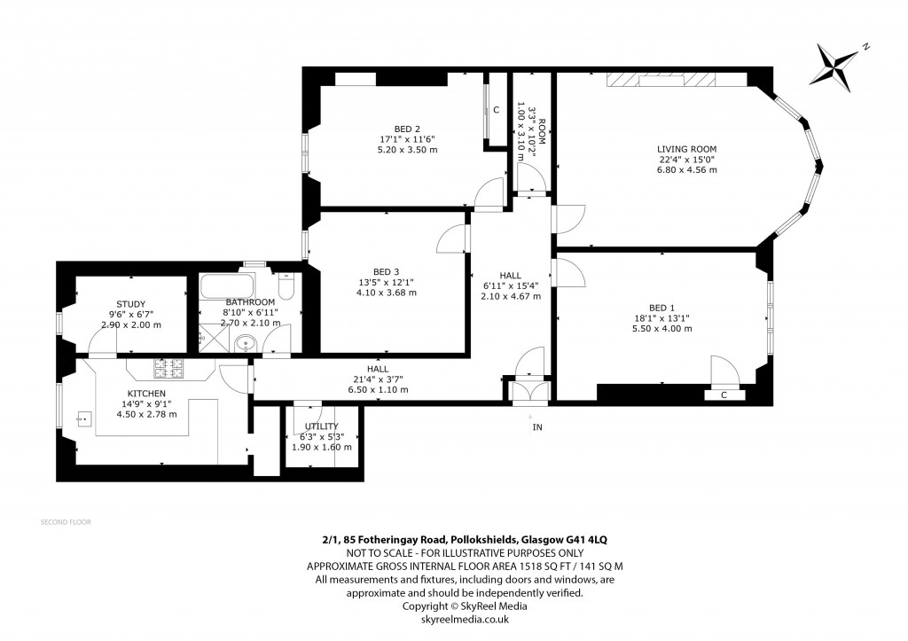 Floorplans For 2/1, Fotheringay Road, Pollokshields, Glasgow