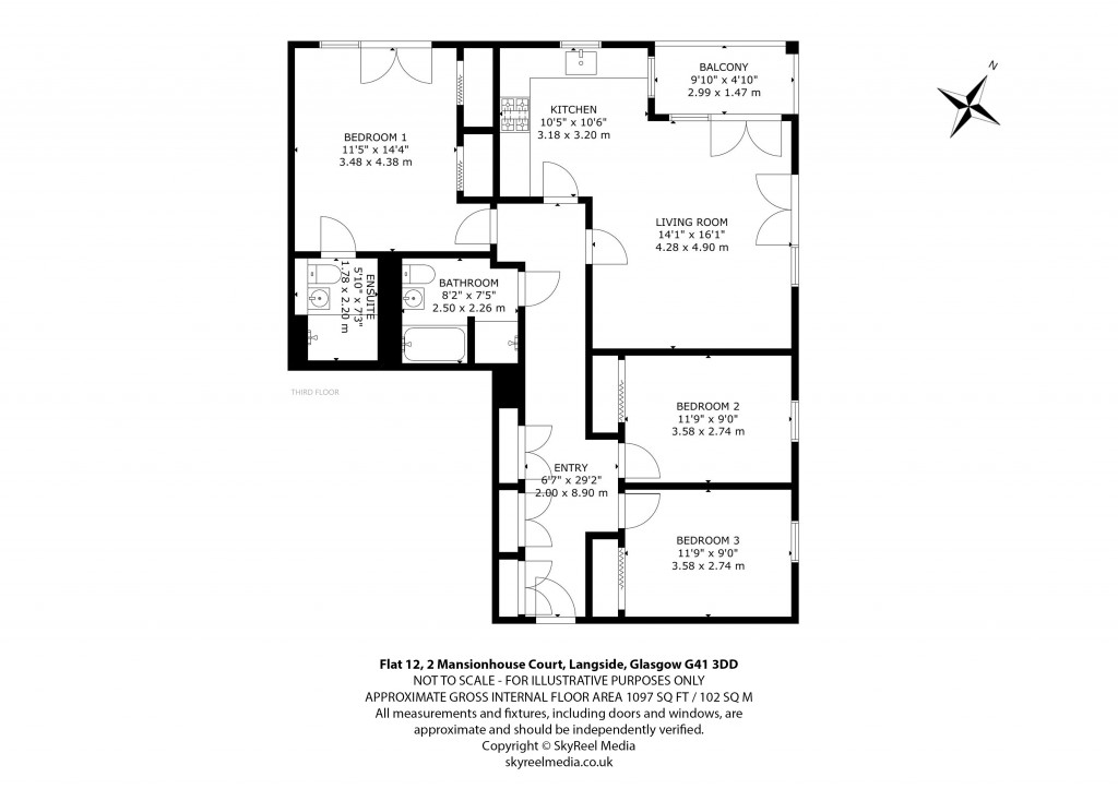 Floorplans For Flat 12, Mansionhouse Court, Langside, Glasgow