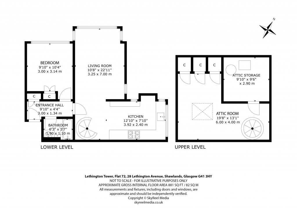 Floorplans For Flat 72, Lethington Tower, Lethington Avenue, Shawlands, Glasgow