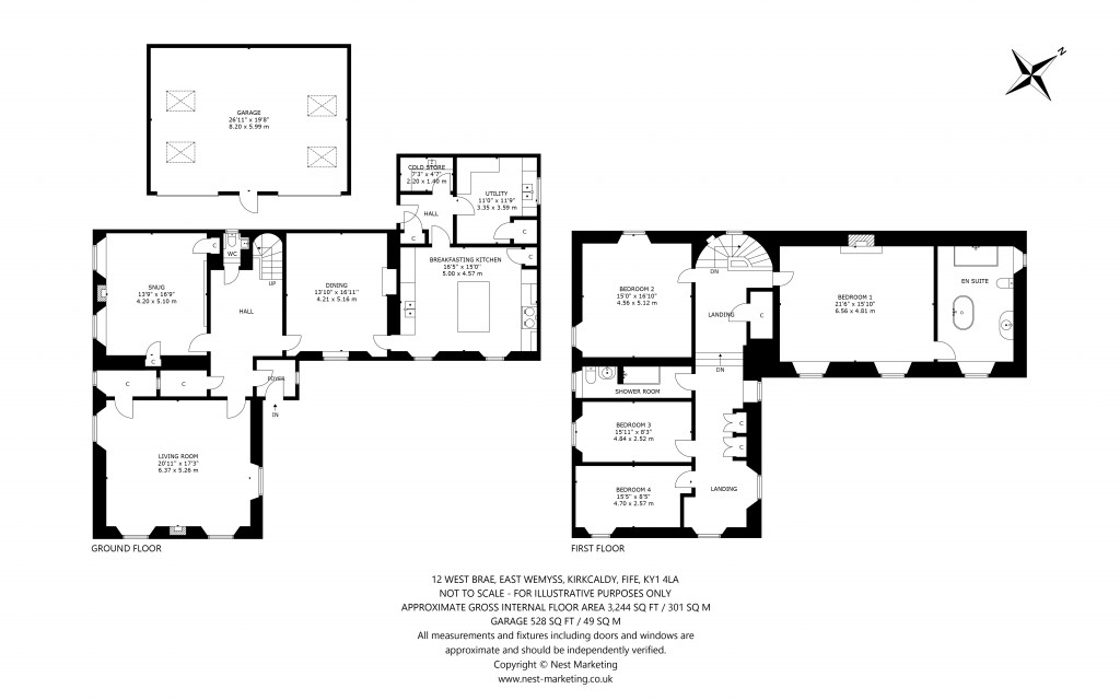 Floorplans For Westfield House, Westfield Loan, Forfar, Angus